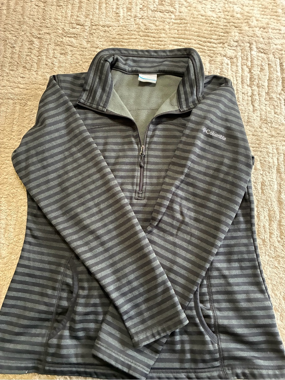 Columbia Half-Zip Striped Fleece Pullover - Gray